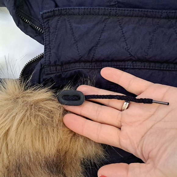 Bass Dark Blue/Black Trim Quilted Fuzzy Hood Coat. Size Small NWT - Picture 4 of 16